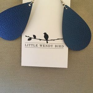 Navy leather earrings